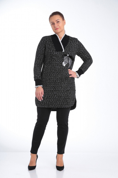 Комплект из брюк из экокожи и трикотажной туники для повседневности ZigzagStyle 292 зебра - фото 4