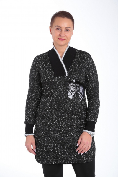 Комплект из брюк из экокожи и трикотажной туники для повседневности ZigzagStyle 292 зебра - фото 2