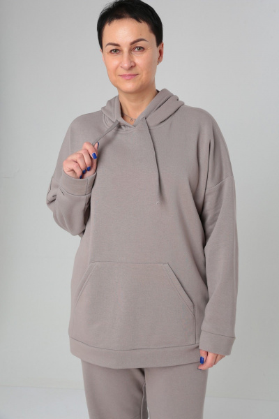 Брюки, худи ZigzagStyle 466 бежево-серый - фото 3