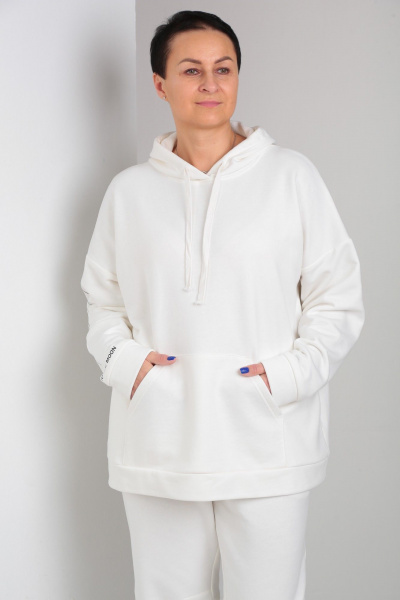 Спортивный костюм из трикотажа с брюками и худи для комфортной повседневной ZigzagStyle 466 белый - фото 12