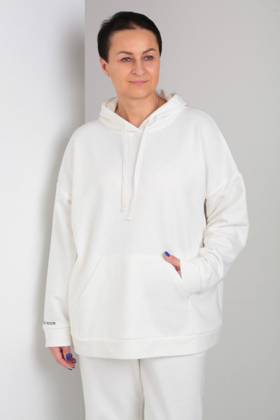 Спортивный костюм из трикотажа с брюками и худи для комфортной повседневной ZigzagStyle 466 белый - фото 11