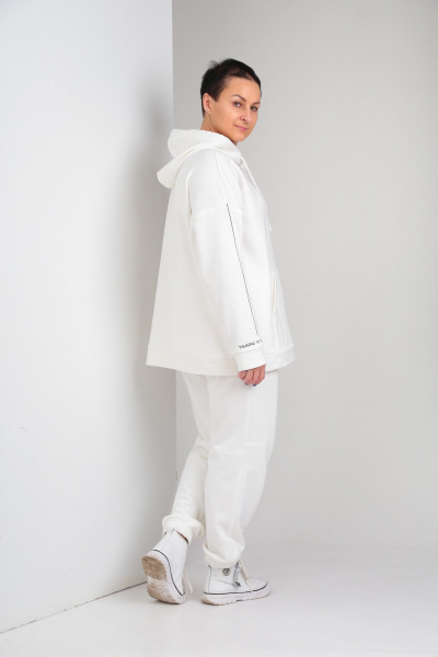 Спортивный костюм из трикотажа с брюками и худи для комфортной повседневной ZigzagStyle 466 белый - фото 8