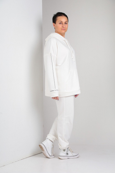Спортивный костюм из трикотажа с брюками и худи для комфортной повседневной ZigzagStyle 466 белый - фото 6