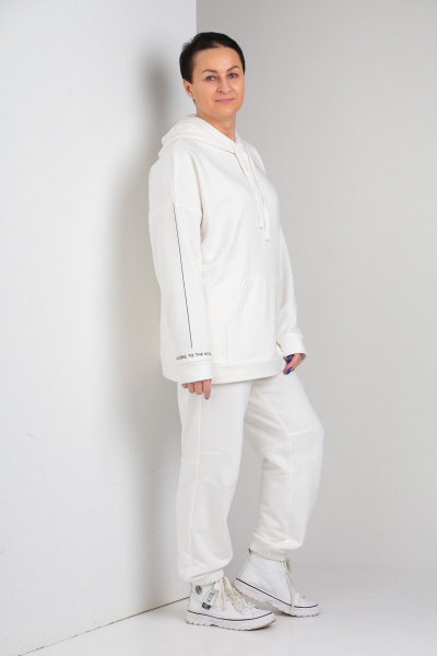 Спортивный костюм из трикотажа с брюками и худи для комфортной повседневной ZigzagStyle 466 белый - фото 5