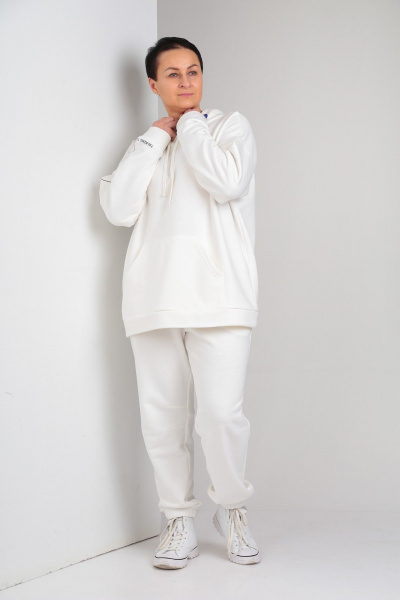 Спортивный костюм из трикотажа с брюками и худи для комфортной повседневной ZigzagStyle 466 белый - фото 4