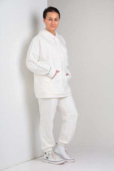 Спортивный костюм из трикотажа с брюками и худи для комфортной повседневной ZigzagStyle 466 белый - фото 3