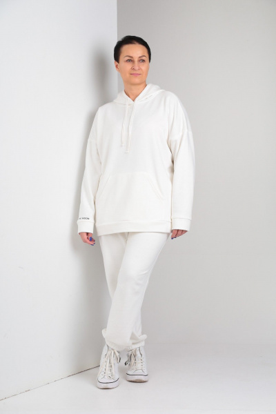 Спортивный костюм из трикотажа с брюками и худи для комфортной повседневной ZigzagStyle 466 белый - фото 1