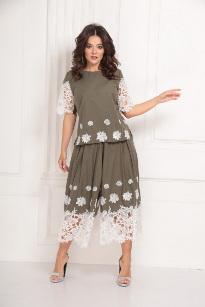Блуза, брюки Solomeya Lux 704 хаки - фото 2