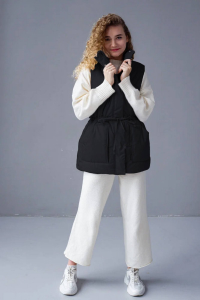 Демисезонный черный жилет с плащёвой тканью и текстилем MT.Style 174384211 - фото 1