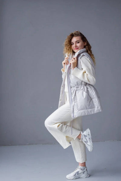 Демисезонный серый жилет из плащёвой ткани и текстиля MT.Style 174384207 - фото 2