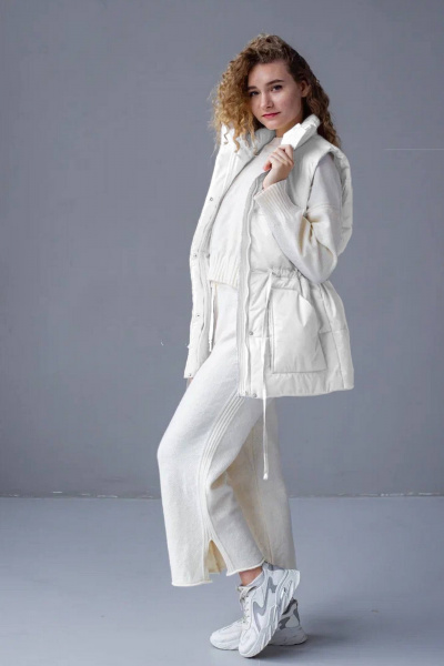 Демисезонный белый жилет из плащёвой ткани и текстиля MT.Style 174384209 - фото 3
