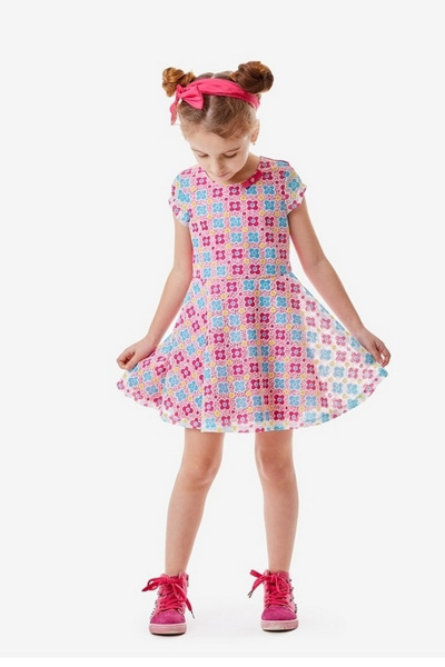 Платье приталенное из кружева с бантом и короткими рукавами Bell Bimbo 180067 фуксия - фото 1