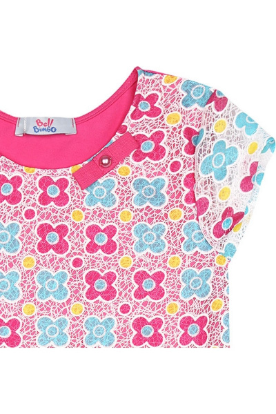 Платье приталенное из кружева с бантом и короткими рукавами Bell Bimbo 180067 фуксия - фото 6