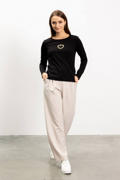 Демисезонный черный джемпер из трикотажа для повседневного стиля Femme & Devur 30354 1.3F(170) - фото 2