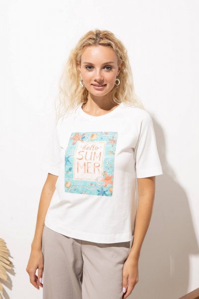 Джемпер и Майка из хлопка в белом на лето Femme & Devur 30738 1.2F(170) - фото 1