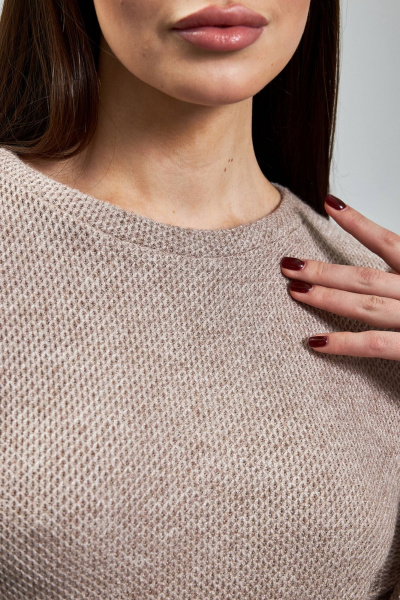 Мягкий бежевый джемпер из трикотажа на каждый день Femme & Devur 5904 1.29F(164) - фото 5