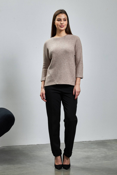 Мягкий бежевый джемпер из трикотажа на каждый день Femme & Devur 5904 1.29F(164) - фото 2