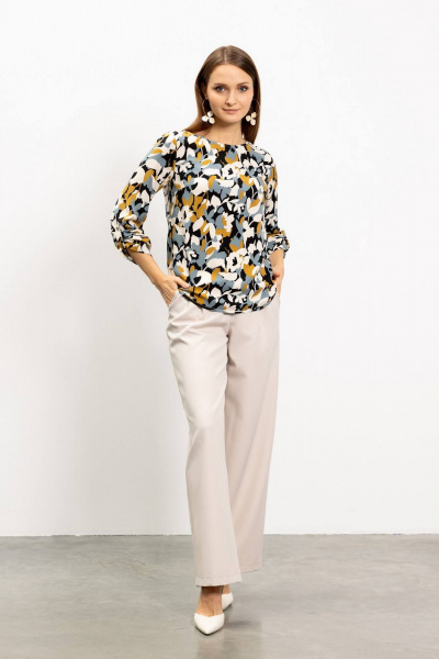 Блуза из вискозы с принтом для базового гардероба Femme & Devur 70048 4.77F(170) - фото 2