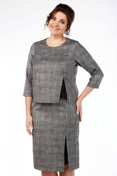 Блуза, юбка Lady Style Classic 1732/1 серые_тона - фото 3