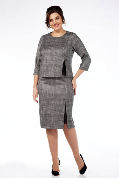 Блуза, юбка Lady Style Classic 1732/1 серые_тона - фото 1