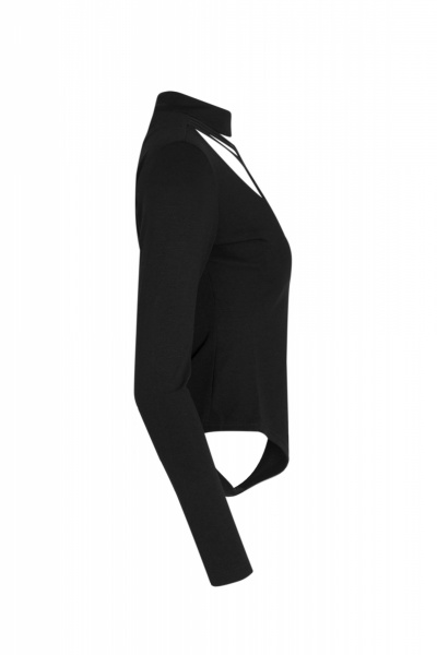 Блуза черная демисезонная из трикотажа для повседневной носки Elema 2К-12980-1-164 чёрный - фото 9