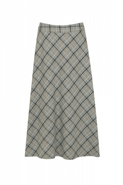 Юбка на каждый день из текстиля, серая, демисезон Elema 4К-370-164 серая_клетка - фото 1