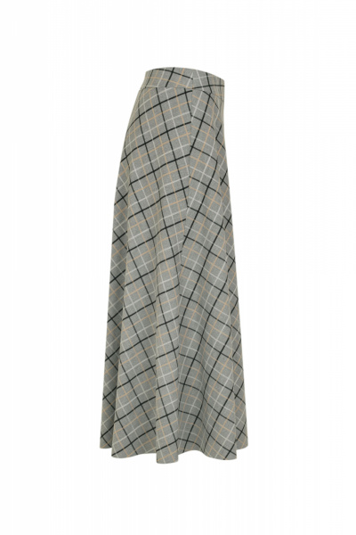 Юбка на каждый день из текстиля, серая, демисезон Elema 4К-370-164 серая_клетка - фото 2