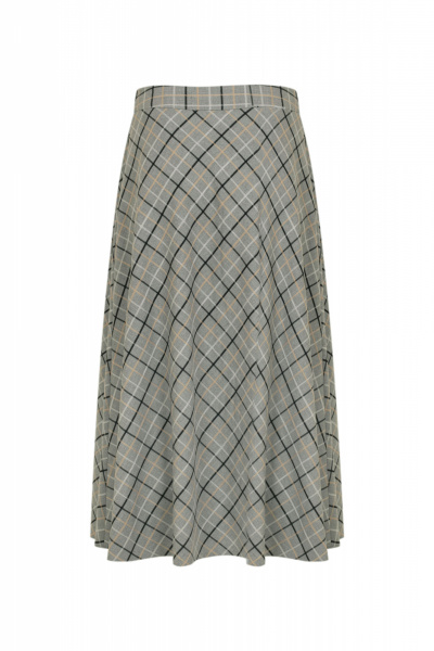 Юбка на каждый день из текстиля, серая, демисезон Elema 4К-370-164 серая_клетка - фото 3