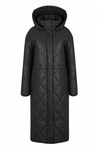 Пальто из плащёвой ткани, демисезонное, чёрное, на каждый день Elema 5-597-170 чёрный - фото 1