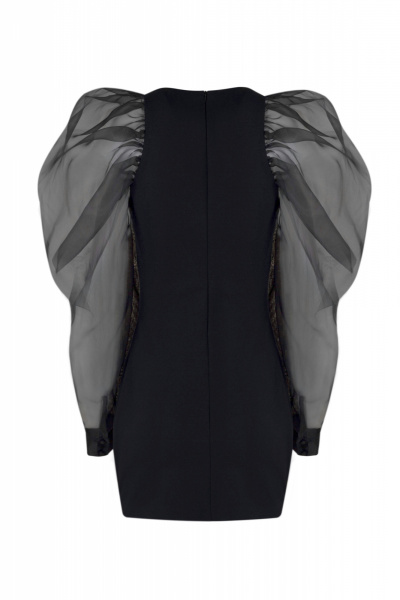 Черное нарядное платье из текстиля для особых случаев Elema 5К-12952-1-164 чёрный - фото 7