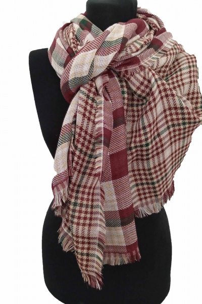Донечно-серый бежево-красный шотландский шарф из текстиля для демисезона TrendCorner 6-6-23-358 1747 - фото 1