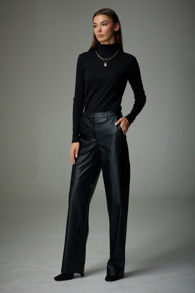 Демисезонные брюки из экокожи с застежкой и карманами N.O.W. 1336 - фото 5