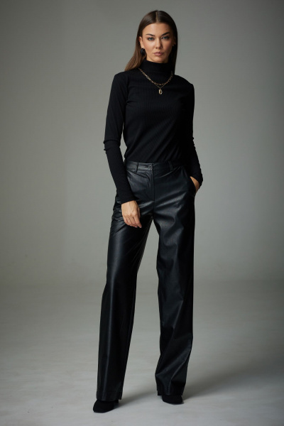 Демисезонные брюки из экокожи с застежкой и карманами N.O.W. 1336 - фото 4