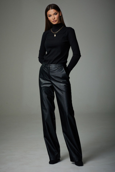 Демисезонные брюки из экокожи с застежкой и карманами N.O.W. 1336 - фото 1