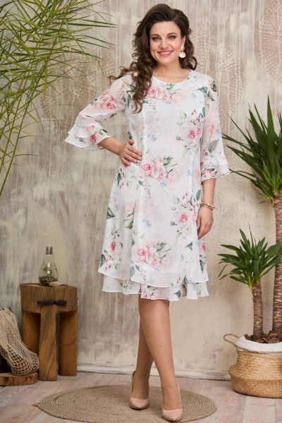 Платье Moda Versal П2383 молочный-цветы - фото 2