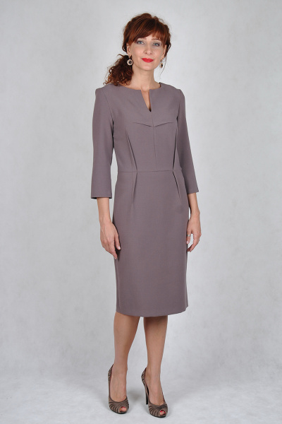 Платье из текстиля в нейтральных тонах на каждый день OLANTIZ 3-520 - фото 1