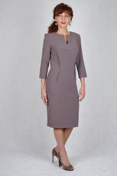 Платье из текстиля в нейтральных тонах на каждый день OLANTIZ 3-520 - фото 2