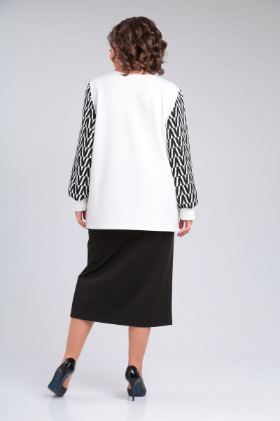 Белый или черный повседневный трикотажный комплект OVERYOU М134/1 бело-черный - фото 2