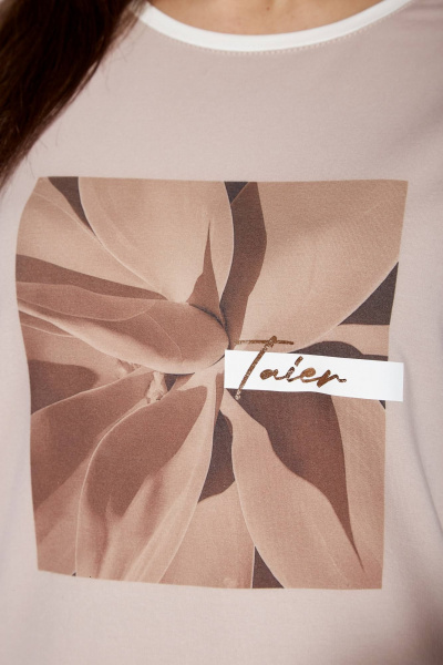 Бежевый комплект из брюк, жилета и свитшота в спорт-шик TAiER 1257 - фото 9