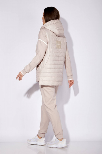 Бежевый комплект из брюк, жилета и свитшота в спорт-шик TAiER 1257 - фото 5