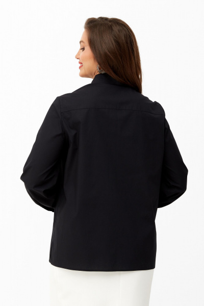 Деловая женская блузка из текстиля с вертикальными защипами Andina city 5008-23 черный - фото 3