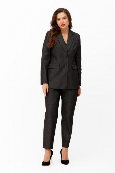 Черный костюм 3 предмета: жакет жилет и брюки Andina city 9036 черный - фото 1