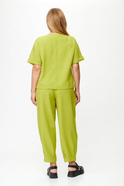 Брюки и жакет летний костюм из льна-вишера Michel chic 1337/1 яблоко - фото 7