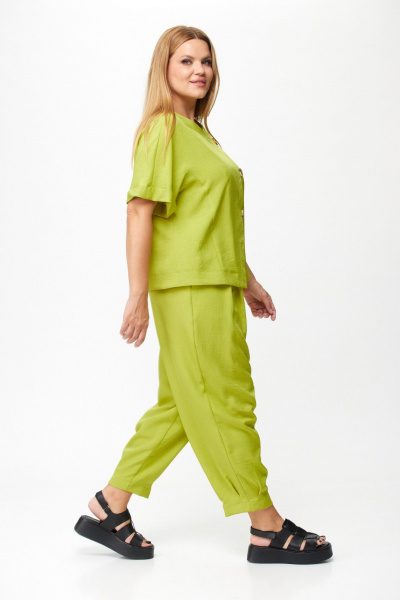 Брюки и жакет летний костюм из льна-вишера Michel chic 1337/1 яблоко - фото 6