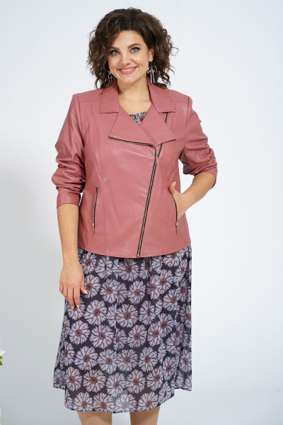 Куртка, платье Alani Collection 1963 розовый,ромашки - фото 10