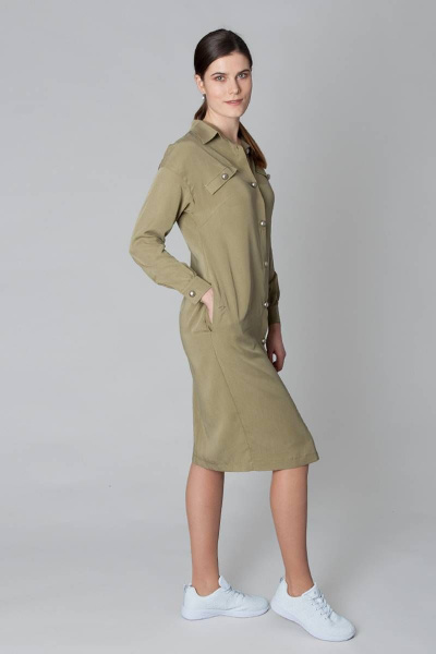 Платье-рубашка из вискозы с поясом и карманами Ouarida 19П078 - фото 4