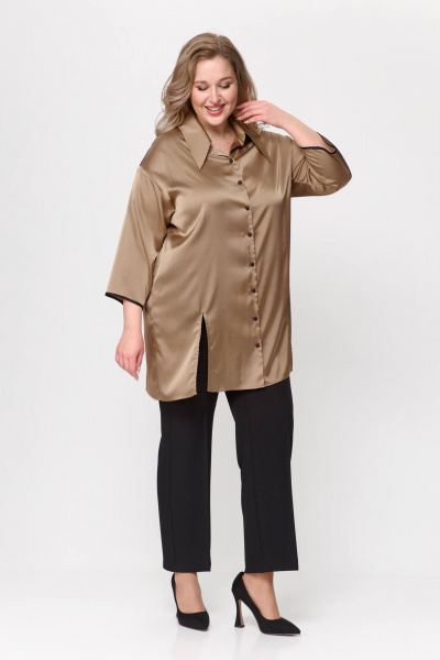 Бежевый свободный удлиненный рубашечный стиль Avenue 0316-2 - фото 2