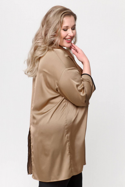 Бежевый свободный удлиненный рубашечный стиль Avenue 0316-2 - фото 4