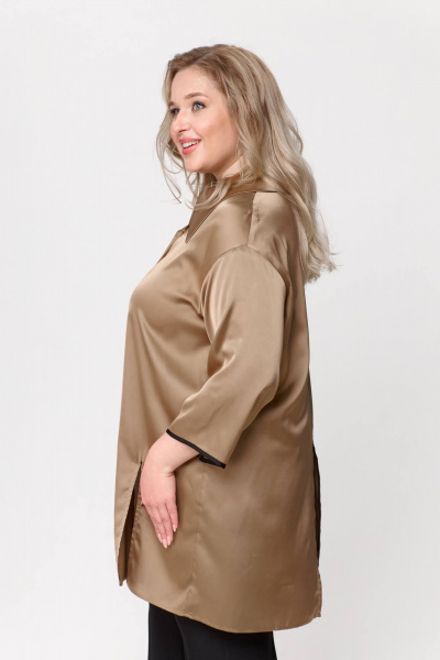 Бежевый свободный удлиненный рубашечный стиль Avenue 0316-2 - фото 3