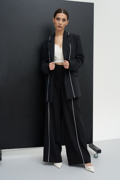 Комплект из брюк и жакета свободного кроя ATTIKA А3442 черный - фото 4